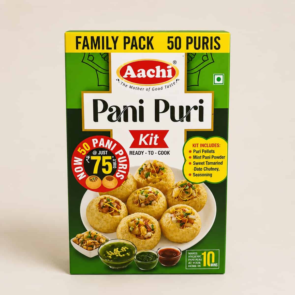 Aachi Pani Puri Kit Family Pack (50 Puris)